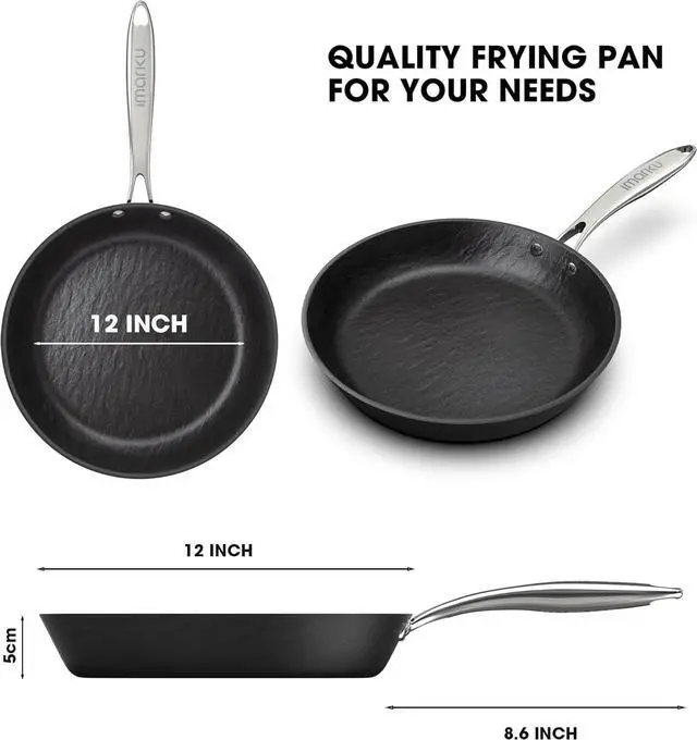 Alt view image 7 of 7 - imarku Non Stick Frying Pans - 12 inch Frying Pan Nonstick Skillet, Egg Pan Omelette with Cool Stainless Steel Handle, Dishwasher Safe, Free of PFAS&PFOA, Easy Cleanup, Oven Safe Cooking Pan