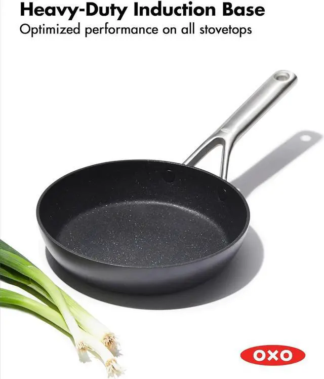 Alt view image 3 of 7 - OXO Professional 8" Frying Pan Skillet, Hard Anodized Ceramic Nonstick Cookware PFAS-Free, Induction Suitable, Stainless Steel Handle, Diamond Reinforced Coating, Dishwasher Safe, Oven Safe, Black