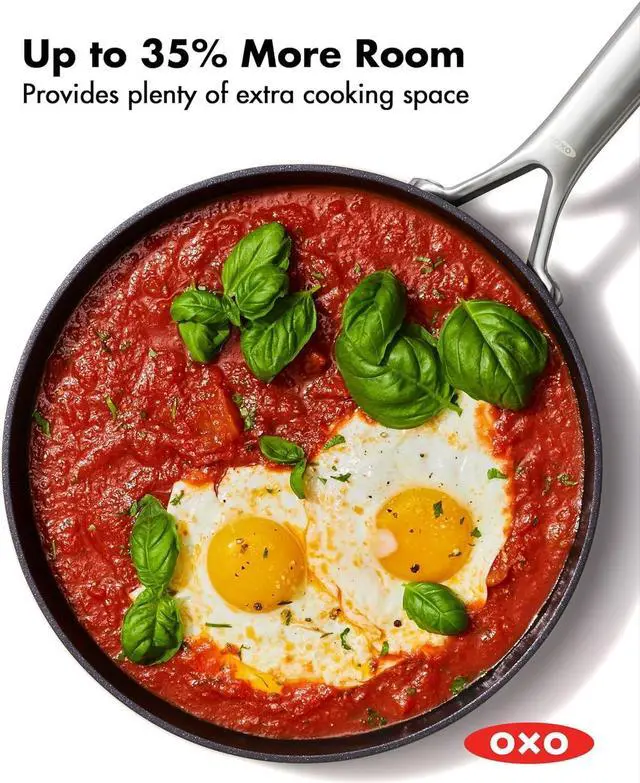 Alt view image 6 of 7 - OXO Professional 8" Frying Pan Skillet, Hard Anodized Ceramic Nonstick Cookware PFAS-Free, Induction Suitable, Stainless Steel Handle, Diamond Reinforced Coating, Dishwasher Safe, Oven Safe, Black