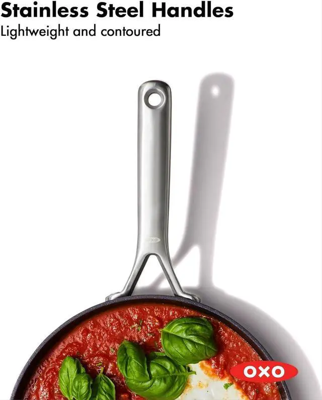 Alt view image 7 of 7 - OXO Professional 8" Frying Pan Skillet, Hard Anodized Ceramic Nonstick Cookware PFAS-Free, Induction Suitable, Stainless Steel Handle, Diamond Reinforced Coating, Dishwasher Safe, Oven Safe, Black