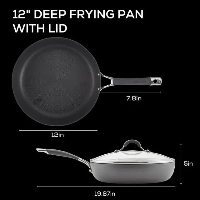 Alt view image 2 of 7 - Circulon Radiance Deep Hard Anodized Nonstick Frying Pan /Skillet with Lid - 12 Inch, Gray