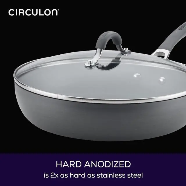 Alt view image 6 of 7 - Circulon Radiance Deep Hard Anodized Nonstick Frying Pan /Skillet with Lid - 12 Inch, Gray