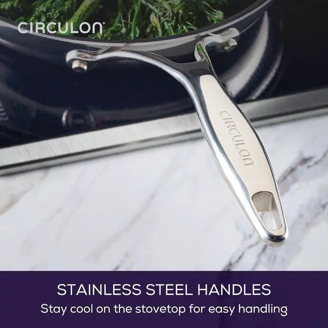 Alt view image 6 of 6 - Circulon C1 Series Clad Stainless Steel with ScratchDefense Technology Cookware Nonstick Induction Frying Pans/Skillets, Metal Utensil Safe, 8.5 Inch and 10 Inch, Polished Stainless Steel