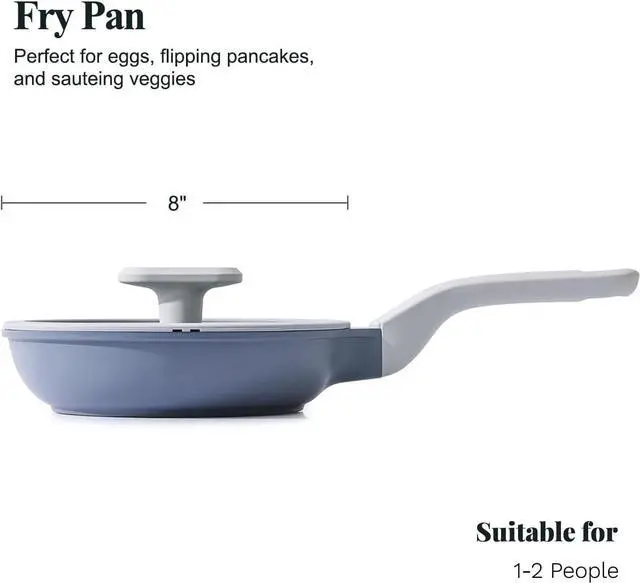 Alt view image 2 of 6 - Nonstick Ceramic Frying Pan with Lid, Non Toxic Nonstick Pan Skillet, Healthy Egg Pan Nonstick Omelet Pan Chef's Pan, PTFE PFOA & PFAS Free, Induction Compatible (8Inch W/L)