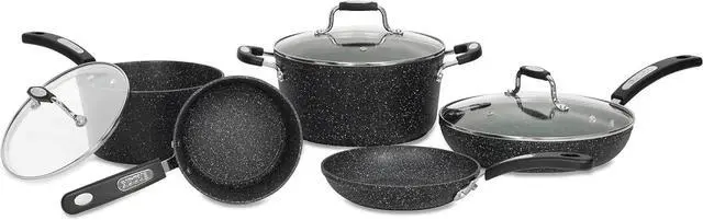 Main image of Starfrit The Rock 8-Piece Cookware Set with Bakelite Handles, Black
