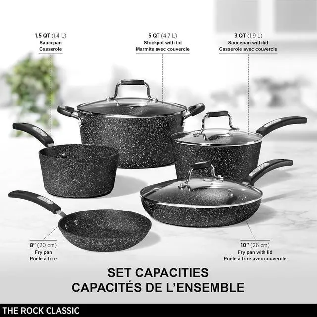 Alt view image 6 of 7 - Starfrit The Rock 8-Piece Cookware Set with Bakelite Handles, Black