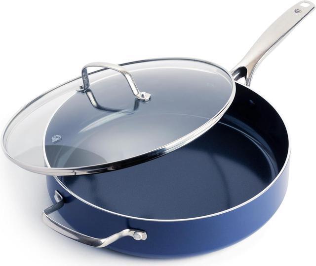 Main image of Blue Diamond 5QT Saute Pan Jumbo Cooker Skillet with Helper Handle and Lid, Non-Toxic PFAS-Free Diamond Infused Healthy Ceramic Nonstick, Dishwasher Safe, Oven Safe, Metal Utensil Safe, Blue