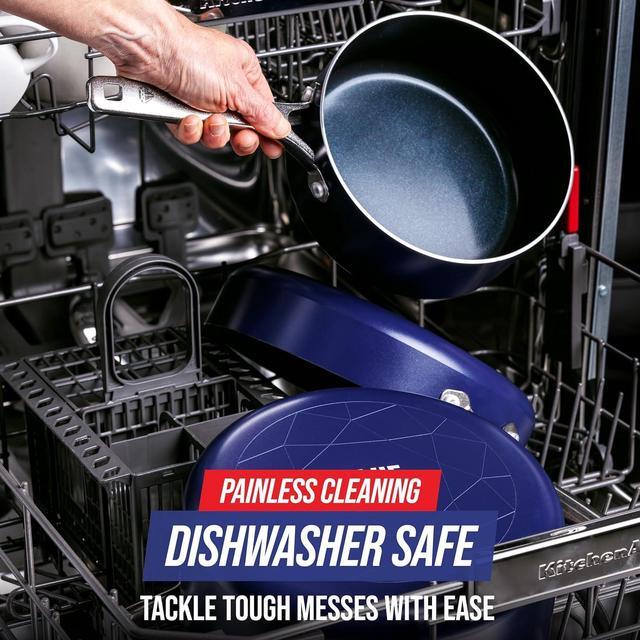 Alt view image 7 of 7 - Blue Diamond 5QT Saute Pan Jumbo Cooker Skillet with Helper Handle and Lid, Non-Toxic PFAS-Free Diamond Infused Healthy Ceramic Nonstick, Dishwasher Safe, Oven Safe, Metal Utensil Safe, Blue