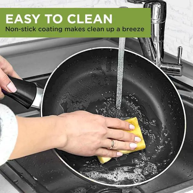 Alt view image 6 of 7 - Ecolution Easy Clean Ceramic Nonstick Cookware Set, Dishwasher Safe Kitchen Pots and Pans Set, Comfort Grip Handle, Even Heating, Ultimate Food Release, 26-Piece, Black