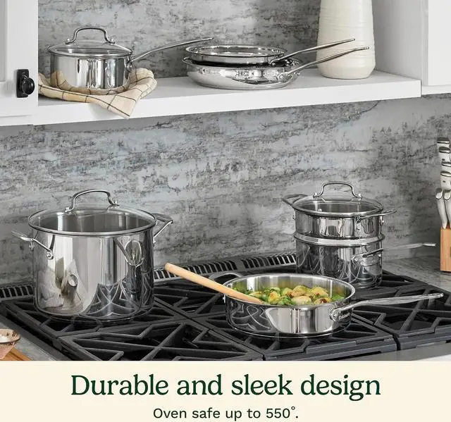 Alt view image 2 of 5 - Cuisinart 11-Piece Cookware Set, Chef's Classic Stainless Steel Collection 77-11G