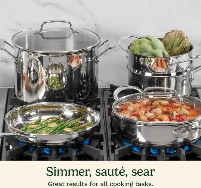 Alt view image 4 of 5 - Cuisinart 11-Piece Cookware Set, Chef's Classic Stainless Steel Collection 77-11G