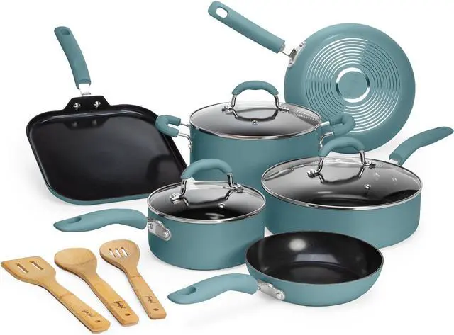Main image of Goodful Ceramic Nonstick Pots and Pans Set, Premium Ceramic Coating Made without PFOA, PTFE or PFAS, Dishwasher Safe, 12-Piece, Turquoise