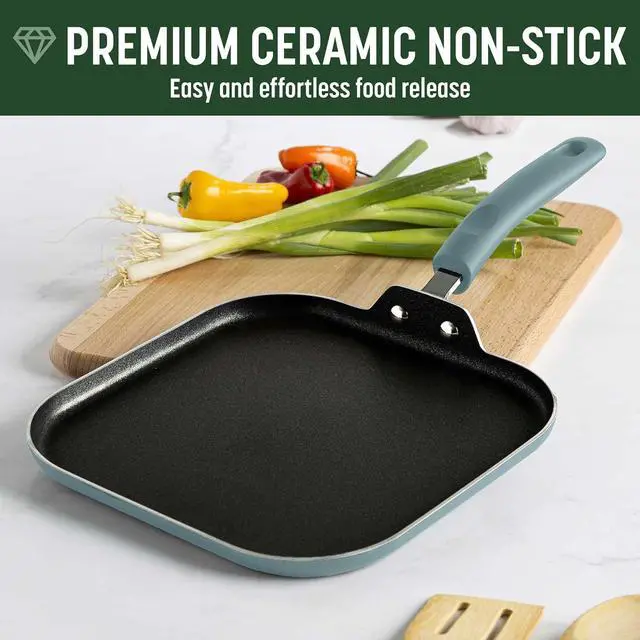 Alt view image 3 of 7 - Goodful Ceramic Nonstick Pots and Pans Set, Premium Ceramic Coating Made without PFOA, PTFE or PFAS, Dishwasher Safe, 12-Piece, Turquoise