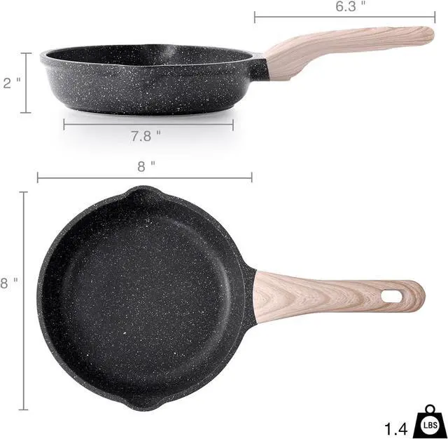 Alt view image 6 of 7 - Nonstick Frying Pan Skillet, 8 Inch Small Cooking Pan, Egg Pan Omelet Pan, Healthy Non Toxic Chef's Pan, Induction Compatible Cookware, PFOA Free