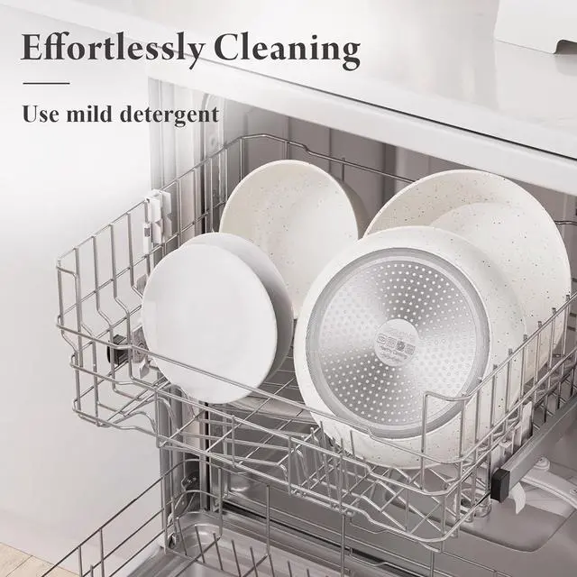 Alt view image 7 of 7 - 19 Pcs Pots and Pans Set Non Stick Ceramic Cookware Set with Removable Handles, Non Toxic Induction Kitchen Cookware Sets RV Cookware,Dishwasher/Oven Safe PFAS/PTFE/PFOA Free Cream White
