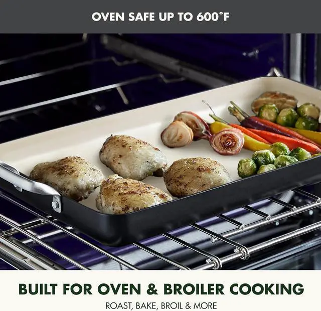 Alt view image 6 of 7 - GreenPan 18" x 11" Double Burner Griddle Pan, Hard Anodized Healthy Ceramic Nonstick PFAS-Free, Stainless Steel Handles, Stovetop Cooking, Dishwasher Safe, Oven & Broiler Safe Cookware, Black