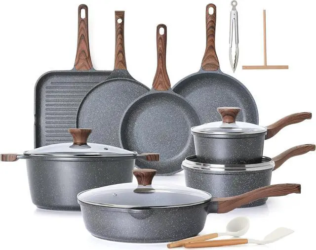 Main image of SENSARTE Nonstick Cookware Set 23-Piece, Non Stick Pots and Pans Set with Swiss Granite Coating, Healthy Kitchen Cooking Set, Stay-Cool Handles