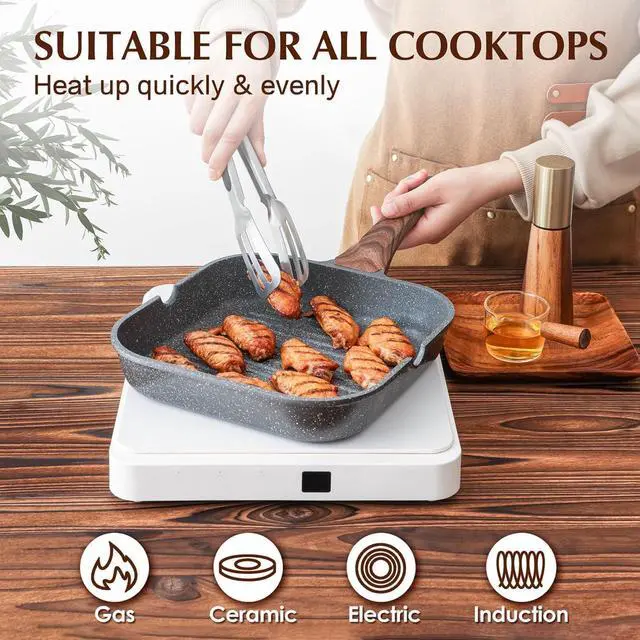 Alt view image 4 of 7 - SENSARTE Nonstick Cookware Set 23-Piece, Non Stick Pots and Pans Set with Swiss Granite Coating, Healthy Kitchen Cooking Set, Stay-Cool Handles