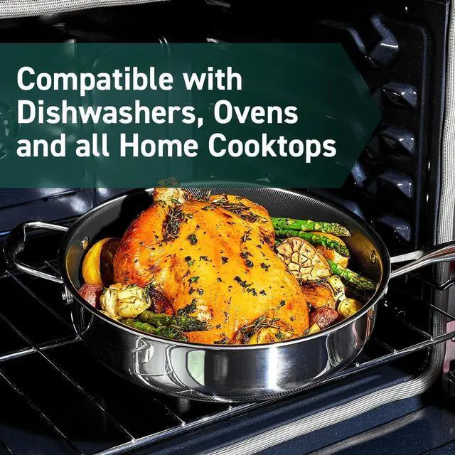 Alt view image 5 of 6 - HexClad Hybrid Nonstick 3.3 Qt Deep Sauté Pan and Lid, Dishwasher and Oven-Safe, Induction Ready, Compatible with All Cooktops