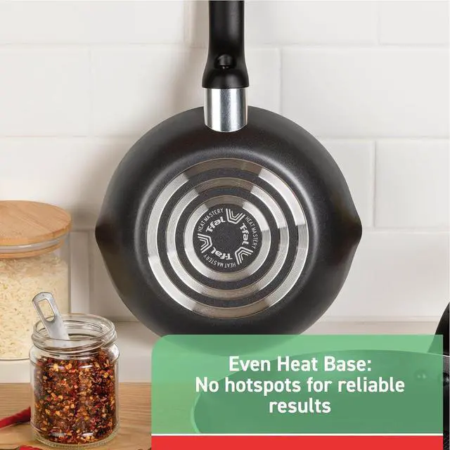 Alt view image 5 of 7 - T-fal Initiatives Nonstick Cookware Set 18 Piece, Oven Broiler Safe 350F, Kitchen Cooking Set w/Fry Pans, Saucepans, Saute Pan, Dutch Oven, Griddle, Pots and Pans, Home, Dishwasher Safe, Red