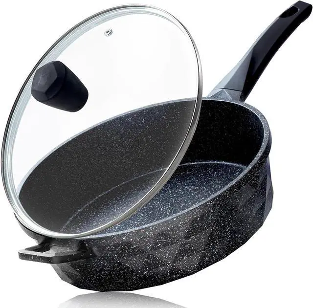 Main image of Nonstick Deep Frying Pan Skillet with Lid, 12 Inch Large Skillet, 5 Quarts Saute Pan, Granite Stone Non Stick Cooking Pan, Induction Compatible, PFOA Free