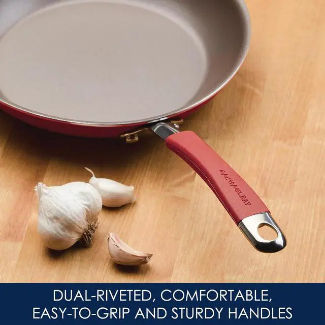 Alt view image 5 of 7 - Rachael Ray Cucina Nonstick Cookware Pots and Pans Set, 12 Piece, Cranberry Red