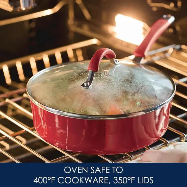 Alt view image 6 of 7 - Rachael Ray Cucina Nonstick Cookware Pots and Pans Set, 12 Piece, Cranberry Red