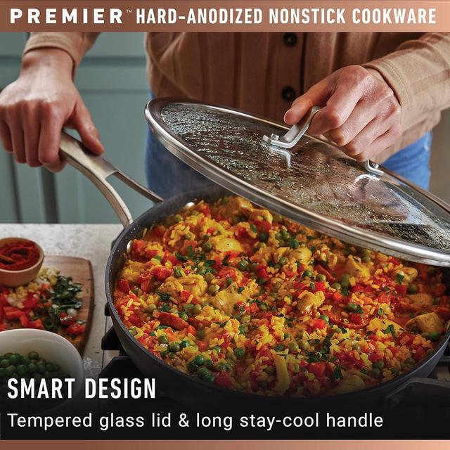 Alt view image 6 of 7 - Calphalon Premier Hard-Anodized Nonstick 13-Inch Deep Skillet with Lid