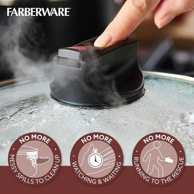 Alt view image 4 of 7 - Farberware Smart Control Nonstick Frying/Skillet/Everything Pan with Lid and Side Handles, 11.25 Inch, Black