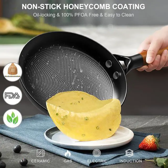 Alt view image 3 of 7 - Cast Iron Skillet, 8 Inch Non Stick Frying Pans with Removable Handle Skillet, Egg Pan Nonstick Cooking Pan, Oven Safe Dishwasher Safe