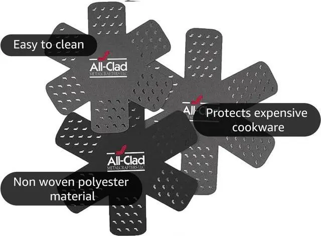 Alt view image 4 of 5 - All-Clad Premium Cookware Protectors: Pot and Pan Protectors for Kitchen Organization - Perfect for Cast Iron, Steel, or Glass, (3-Piece), Black/Grey