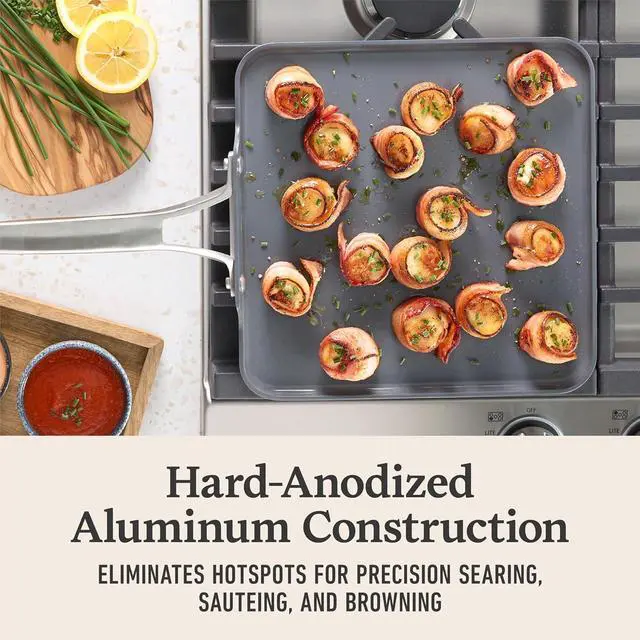Alt view image 3 of 6 - Calphalon® Premier Ceramic Nonstick 11" Square Griddle, Mushroom Grey