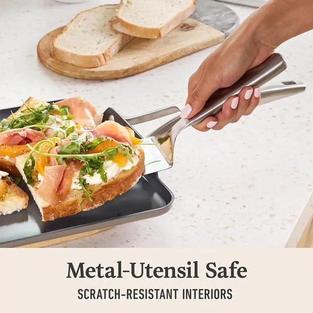 Alt view image 6 of 6 - Calphalon® Premier Ceramic Nonstick 11" Square Griddle, Mushroom Grey