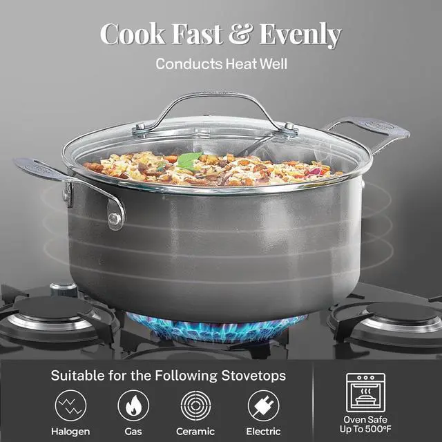 Alt view image 6 of 7 - Gotham Steel 20 Pc Pots and Pans Set, Bakeware Set, Ceramic Cookware Set for Kitchen, Long Lasting Non Stick Pots and Pans Set with Lids Dishwasher / Oven Safe, Non Toxic-Copper