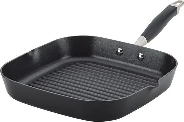 Main image of Anolon Advanced Home Hard Anodized Nonstick Deep Square Grill/Griddle Pan with Pour Spouts, 11 Inch, Onyx