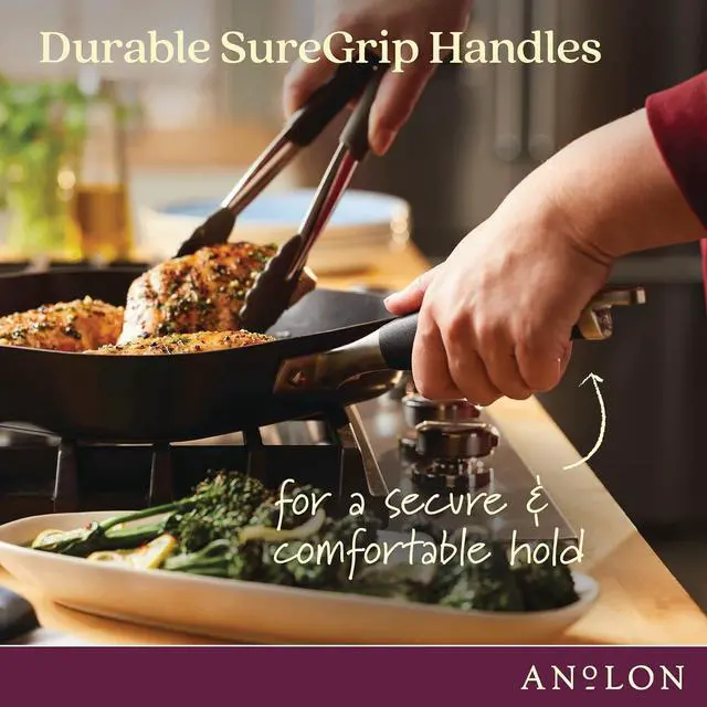 Alt view image 4 of 7 - Anolon Advanced Home Hard Anodized Nonstick Deep Square Grill/Griddle Pan with Pour Spouts, 11 Inch, Onyx