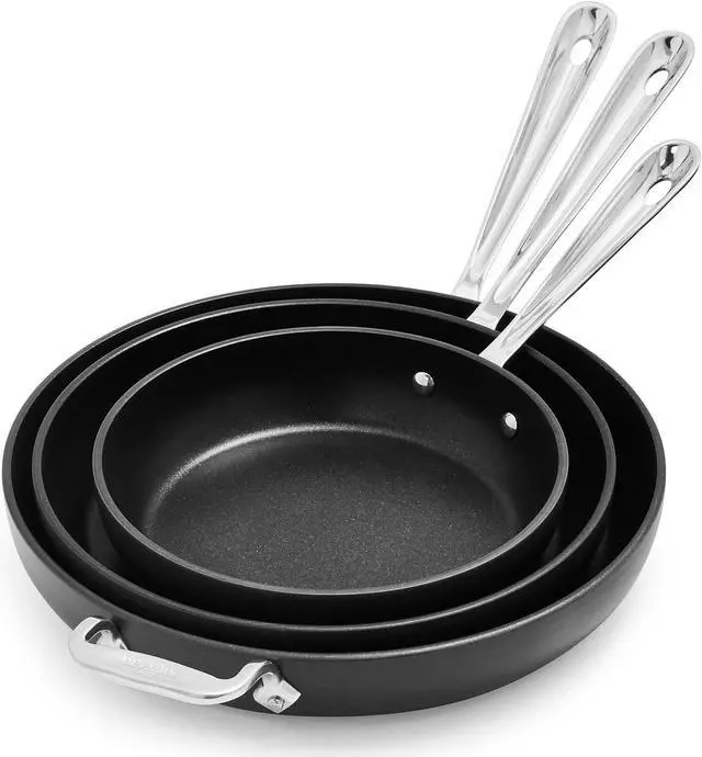 Main image of All-Clad Black Nonstick 12-Inch Skillets Set of 3, 834, 1034, 1234