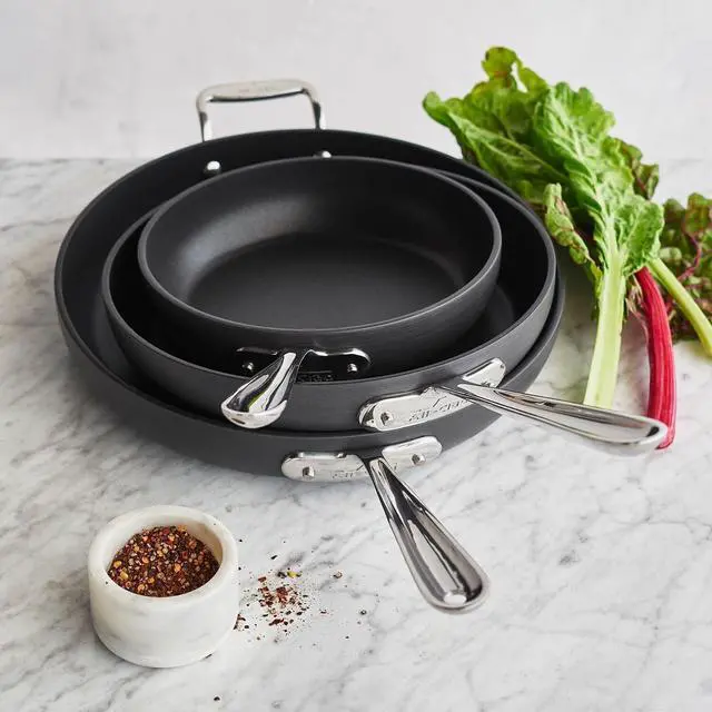 Alt view image 4 of 6 - All-Clad Black Nonstick 12-Inch Skillets Set of 3, 834, 1034, 1234