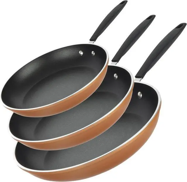 Main image of GOTHAM STEEL Copper Cast Frying Pan Set, 3 Piece Nonstick Copper Fry Pans, 8, 10 & 12 Nonstick Frying Pans, Nonstick Skillet Set, Omelet Pan, Cookware, PFOA Free, Dishwasher Safe Cool Touch Handle
