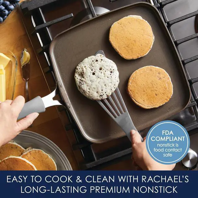 Alt view image 6 of 7 - Rachael Ray Cook + Create Nonstick Stovetop Griddle/Grill Pan, Square, 11 Inch, Gray