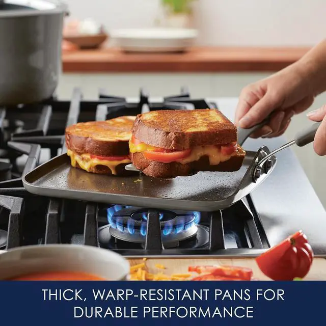 Alt view image 7 of 7 - Rachael Ray Cook + Create Nonstick Stovetop Griddle/Grill Pan, Square, 11 Inch, Gray