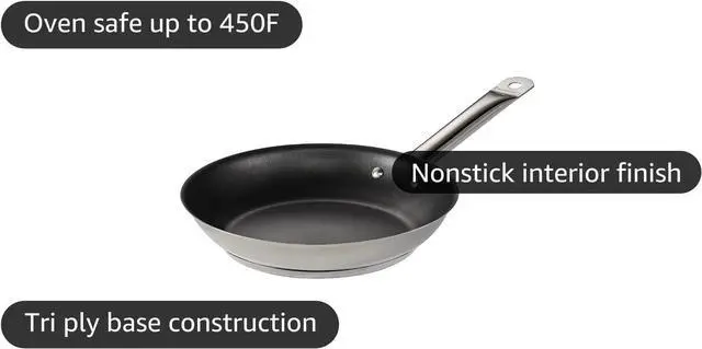 Alt view image 4 of 7 - Tramontina 10-Inch Non Stick Frying Pan, Tri-Ply Base Stainless Steel Skillet with Reinforced Nonstick Coating, Dishwasher and Oven Safe