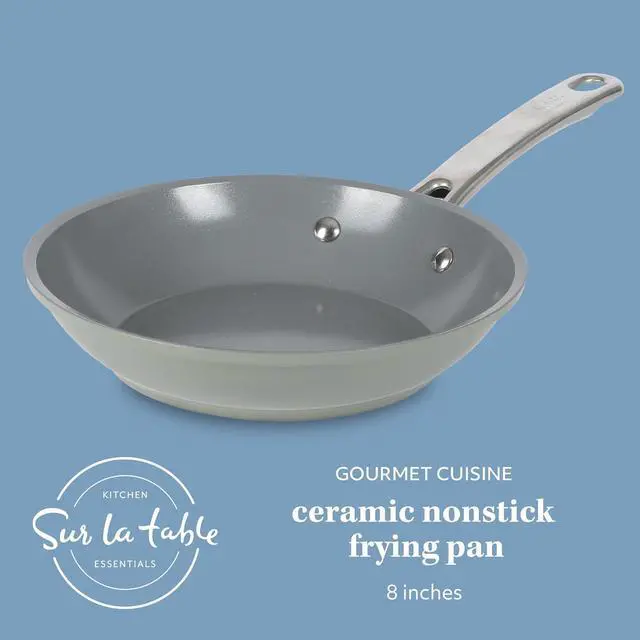 Alt view image 2 of 5 - Sur La Table Kitchen Essentials 8 Inch Fry Pan PFA Free Titanium Ceramic Nonstick Interior Forged Aluminum Cookware Frying Pan - Green - Induction Compatible