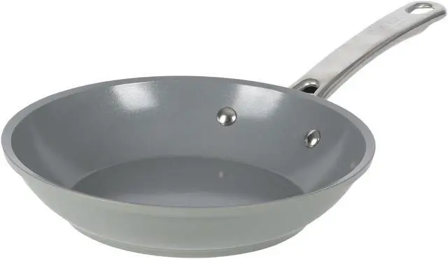 Main image of Sur La Table Kitchen Essentials 8 Inch Fry Pan PFA Free Titanium Ceramic Nonstick Interior Forged Aluminum Cookware Frying Pan - Green - Induction Compatible