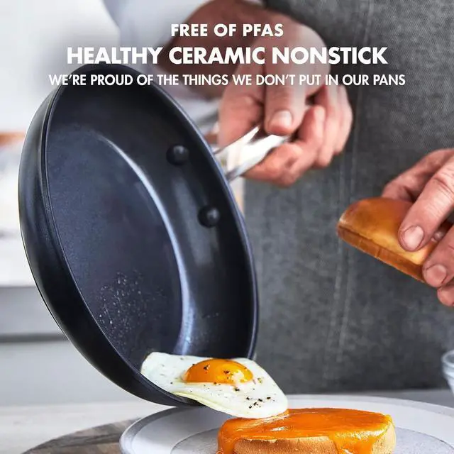 Alt view image 2 of 7 - GreenPan Chatham Black Prime Midnight Hard Anodized Healthy Ceramic Nonstick, 12" Frying Pan Skillet with Lid, PFAS-Free, Dishwasher Safe, Oven Safe, Black