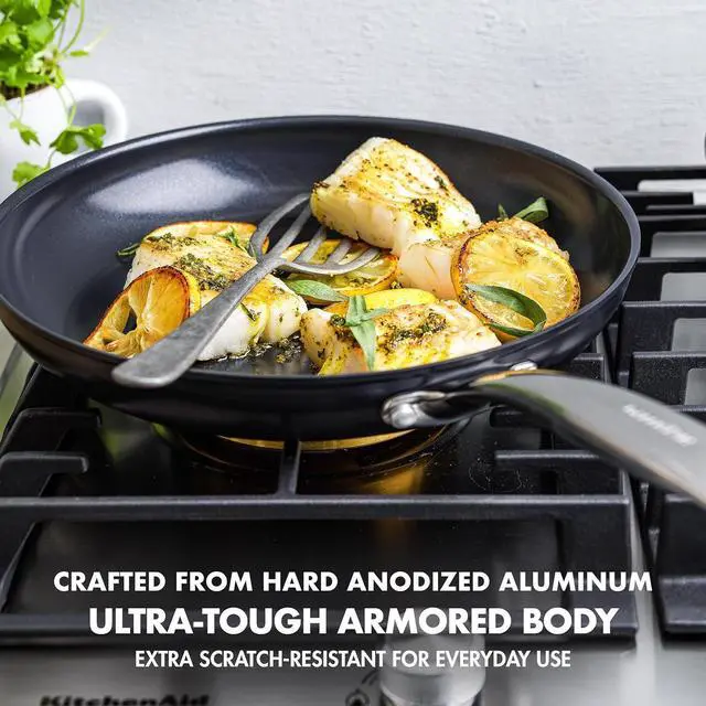 Alt view image 3 of 7 - GreenPan Chatham Black Prime Midnight Hard Anodized Healthy Ceramic Nonstick, 12" Frying Pan Skillet with Lid, PFAS-Free, Dishwasher Safe, Oven Safe, Black
