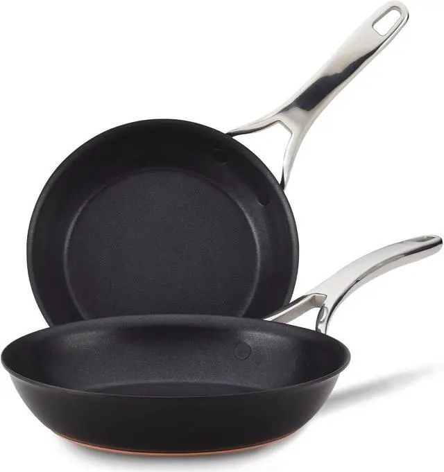 Main image of Anolon Nouvelle Copper Nonstick Frying / Fry Pan Set / Hard Anodized Skillet Set - 8.5 Inch and 10 Inch, Black Onyx