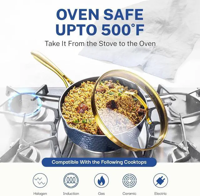 Alt view image 3 of 7 - Granitestone 10 Inch Non Stick Frying Pans Nonstick Frying Pan Skillet Nonstick Pan, Large Non Stick Pan, Induction Pan, Kitchen Pans, Cooking Pan, Ceramic Pan for Cooking, Dishwasher Safe, Navy Blue