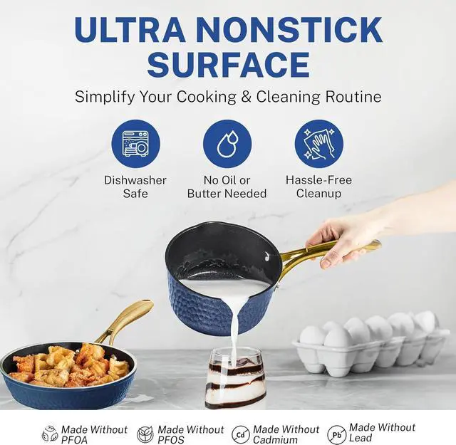Alt view image 4 of 7 - Granitestone 10 Inch Non Stick Frying Pans Nonstick Frying Pan Skillet Nonstick Pan, Large Non Stick Pan, Induction Pan, Kitchen Pans, Cooking Pan, Ceramic Pan for Cooking, Dishwasher Safe, Navy Blue