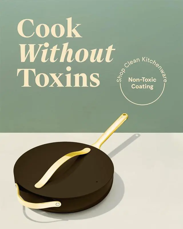 Alt view image 2 of 7 - Caraway Nonstick Ceramic Sauté Pan with Lid (4.5 qt, 11.8") - Non Toxic, PTFE & PFOA Free - Oven Safe & Compatible with All Stovetops (Gas, Electric & Induction) - Black
